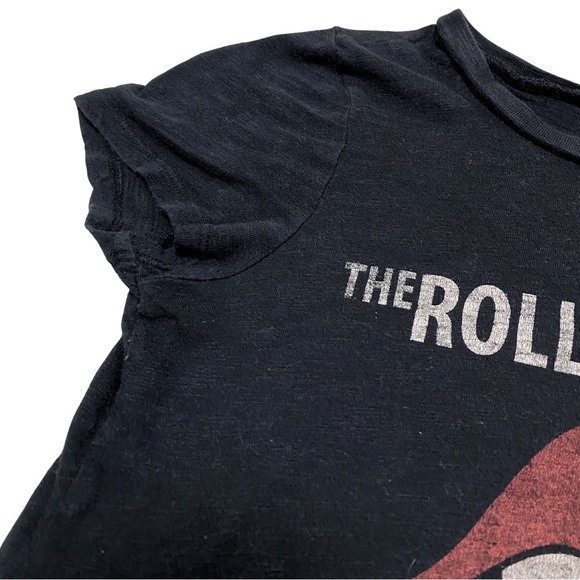 Women XS Rolling Stones Band T-Shirt Tee Top Black Logo 1975 US Tour Rock Cotton - Picture 3 of 6